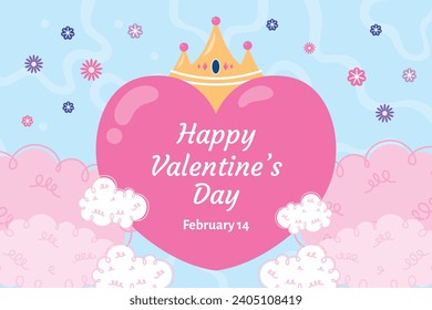 Happy valentines day background. Valentine's Day celebration. February 14. Cartoon Vector illustration Template for Poster, Banner, Post, Flyer, Greeting, Card, Cover. Valentine's day design.