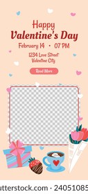Happy valentines day background. Valentine's Day celebration. February 14. Cartoon Vector illustration Template for Poster, Banner, Post, Flyer, Greeting, Card, Cover. Valentine's day design.