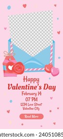 Happy valentines day background. Valentine's Day celebration. February 14. Cartoon Vector illustration Template for Poster, Banner, Post, Flyer, Greeting, Card, Cover. Valentine's day design.