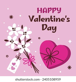 Happy valentines day background. Valentine's Day celebration. February 14. Cartoon Vector illustration Template for Poster, Banner, Post, Flyer, Greeting, Card, Cover. Valentine's day design.