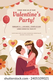 Happy valentines day background. Valentine's Day celebration. February 14. Cartoon Vector illustration Template for Poster, Banner, Post, Flyer, Greeting, Card, Cover. Valentine's day design.