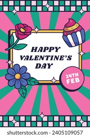 Happy valentines day background. Valentine's Day celebration. February 14. Cartoon Vector illustration Template for Poster, Banner, Post, Flyer, Greeting, Card, Cover. Valentine's day design.