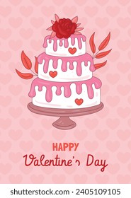 Happy valentines day background. Valentine's Day celebration. February 14. Cartoon Vector illustration Template for Poster, Banner, Post, Flyer, Greeting, Card, Cover. Valentine's day design.