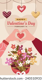 Happy valentines day background. Valentine's Day celebration. February 14. Cartoon Vector illustration Template for Poster, Banner, Post, Flyer, Greeting, Card, Cover. Valentine's day design.