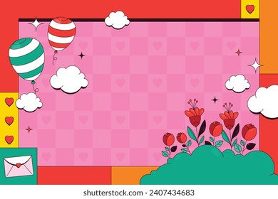 Happy valentines day background. Valentine's Day celebration. February 14. Cartoon Vector illustration Template for Poster, Banner, Post, Flyer, Greeting, Card, Cover. Valentine's day design.