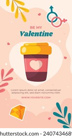 Happy valentines day background. Valentine's Day celebration. February 14. Cartoon Vector illustration Template for Poster, Banner, Post, Flyer, Greeting, Card, Cover. Valentine's day design.