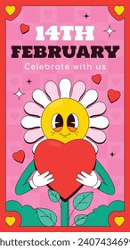 Happy valentines day background. Valentine's Day celebration. February 14. Cartoon Vector illustration Template for Poster, Banner, Post, Flyer, Greeting, Card, Cover. Valentine's day design.