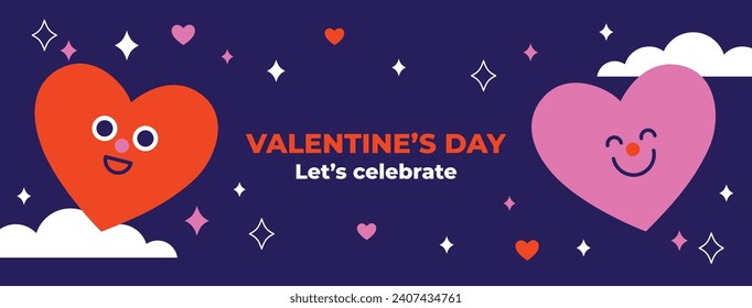 Happy valentines day background. Valentine's Day celebration. February 14. Cartoon Vector illustration Template for Poster, Banner, Post, Flyer, Greeting, Card, Cover. Valentine's day design.