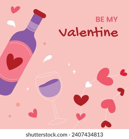 Happy valentines day background. Valentine's Day celebration. February 14. Cartoon Vector illustration Template for Poster, Banner, Post, Flyer, Greeting, Card, Cover. Valentine's day design.