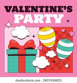 Happy valentines day background. Valentine's Day celebration. February 14. Cartoon Vector illustration Template for Poster, Banner, Post, Flyer, Greeting, Card, Cover. Valentine's day design.