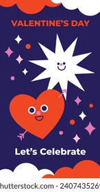 Happy valentines day background. Valentine's Day celebration. February 14. Cartoon Vector illustration Template for Poster, Banner, Post, Flyer, Greeting, Card, Cover. Valentine's day design.