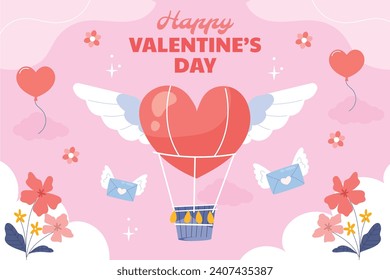 Happy valentines day background. Valentine's Day celebration. February 14. Cartoon Vector illustration Template for Poster, Banner, Post, Flyer, Greeting, Card, Cover. Valentine's day design.
