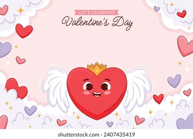 Happy valentines day background. Valentine's Day celebration. February 14. Cartoon Vector illustration Template for Poster, Banner, Post, Flyer, Greeting, Card, Cover. Valentine's day design.