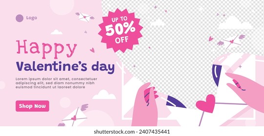 Happy valentines day background. Valentine's Day celebration. February 14. Cartoon Vector illustration Template for Poster, Banner, Post, Flyer, Greeting, Card, Cover. Valentine's day design.