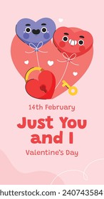Happy valentines day background. Valentine's Day celebration. February 14. Cartoon Vector illustration Template for Poster, Banner, Post, Flyer, Greeting, Card, Cover. Valentine's day design.