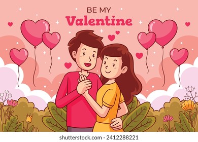 Happy valentines day background. Valentine's Day celebration. February 14. Cartoon Vector illustration design for Poster, Banner, Post, Flyer, promotion, Greeting, Card, Cover. Valentines day Template