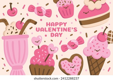 Happy valentines day background. Valentine's Day celebration. February 14. Cartoon Vector illustration design for Poster, Banner, Post, Flyer, promotion, Greeting, Card, Cover. Valentines day Template