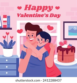 Happy valentines day background. Valentine's Day celebration. February 14. Cartoon Vector illustration design for Poster, Banner, Post, Flyer, promotion, Greeting, Card, Cover. Valentines day Template