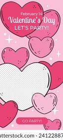 Happy valentines day background. Valentine's Day celebration. February 14. Cartoon Vector illustration design for Poster, Banner, Post, Flyer, promotion, Greeting, Card, Cover. Valentines day Template