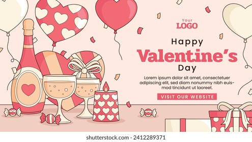 Happy valentines day background. Valentine's Day celebration. February 14. Cartoon Vector illustration design for Poster, Banner, Post, Flyer, promotion, Greeting, Card, Cover. Valentines day Template