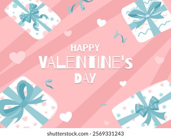 Happy valentines day background. Valentine's Day celebration. Cartoon Vector illustration Template for Poster, Banner, Post, Flyer, Greeting, Card, Cover. Valentine's day design.