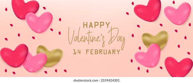 Happy valentines day background with colored hearts