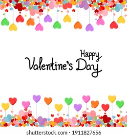 Happy Valentines Day background with colorful hearts.