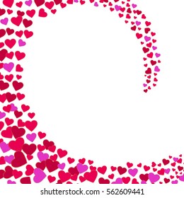 Happy valentines day background with colorful whirl hearts on white  background. Vector illustration.