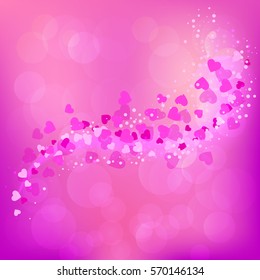 Happy valentines day background with colorful  hearts. Vector illustration.