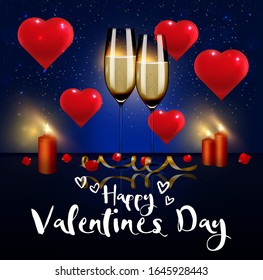 Happy Valentine's day background composition for a trendy banner, poster or greeting card