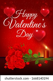 Happy Valentine's day background composition for a trendy banner, poster or greeting card