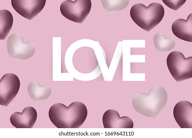 Happy Valentine's day background composition for a trendy banner, poster or greeting card