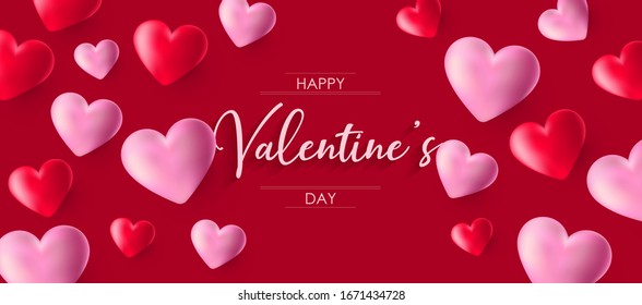 Feliz Día de San Valentín con una pancarta, afiche o tarjeta de saludo de moda