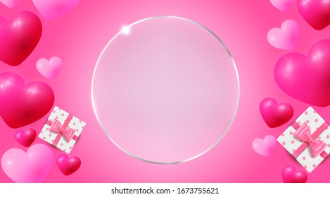Happy Valentine's day background composition for a trendy banner, poster or greeting card