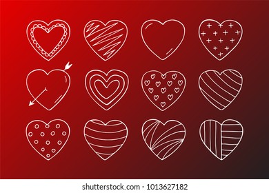 Happy valentines day background with creative doodle hearts. Poster, card, flyers, cover, template.