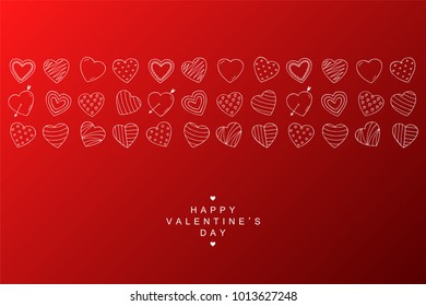 Happy valentines day background with creative doodle hearts. Poster, card, flyers, cover, template.