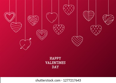 Happy valentines day background with creative doodle hearts. Poster, card, flyers, cover, template