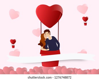 Happy valentine's day background with cute couple in love.