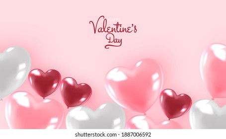 Happy Valentins Tageshintergrund mit süßer und hübscher 3D-Art-Vektorgrafik