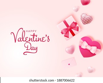 Happy Valentine's day background with cute and lovely 3d art style vector illustration