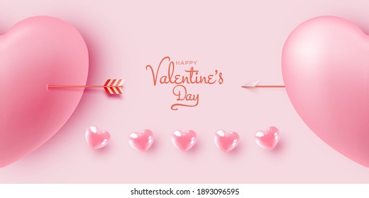 Happy Valentine's day background with cute and lovely 3d art style vector illustration
