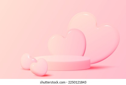 Feliz Día de San Valentín con adorable y adorable ilustración vectorial de estilo 3d de arte