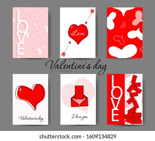 Happy Valentine's day. Background design love invitation template for banner, party, shop, poster. Typography illustration with calligraphy  text. Fashion love postcards with hearts.