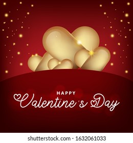 Happy Valentine's day background,  design with hearts vector illustration