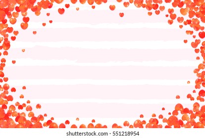 Happy Valentines day background, glittering hearts, gold pattern. Love, cute card. Hand drawn elements, Vector illustration.