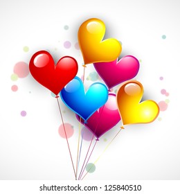 Happy Valentine's Day background with glossy colorful hearts balloons. EPS 10.