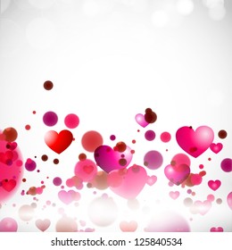Happy Valentine's Day background with glossy pink hearts. EPS 10.