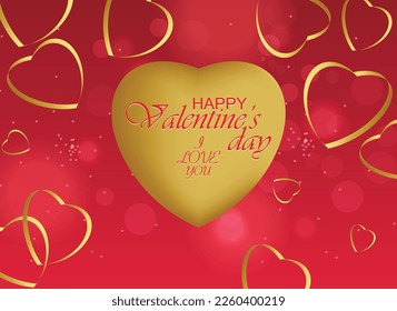 happy valentines day background with golden heart