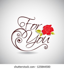 Happy Valentines Day background, greeting card or gift card with text for you and red flower background. EPS 10.