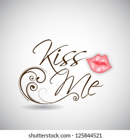 Happy Valentines Day background, greeting card or gift card with text Kiss Me. EPS 10.